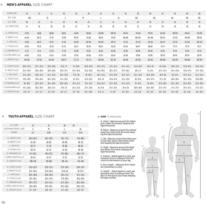 Størrelsesguide for herre- og ungdomsklær til Alpinestars Chrome Sport Hoodie