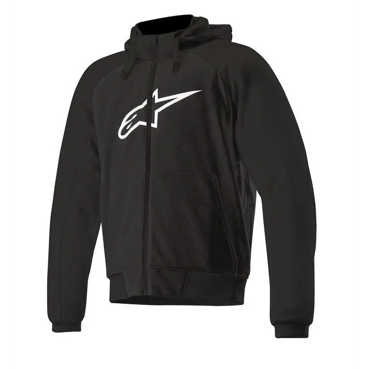 Sort svart hettegenser med hvitt logo, Alpinestars Chrome Sport for Urbane MC-Turer