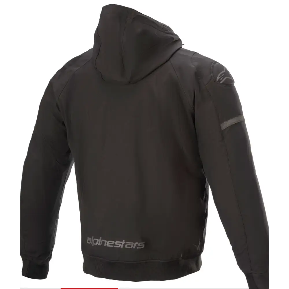 Svart Alpinestars Sector V2 Tech-hettegenser med sølvlogo og glidelåsdetaljer for urbane motorsyklister