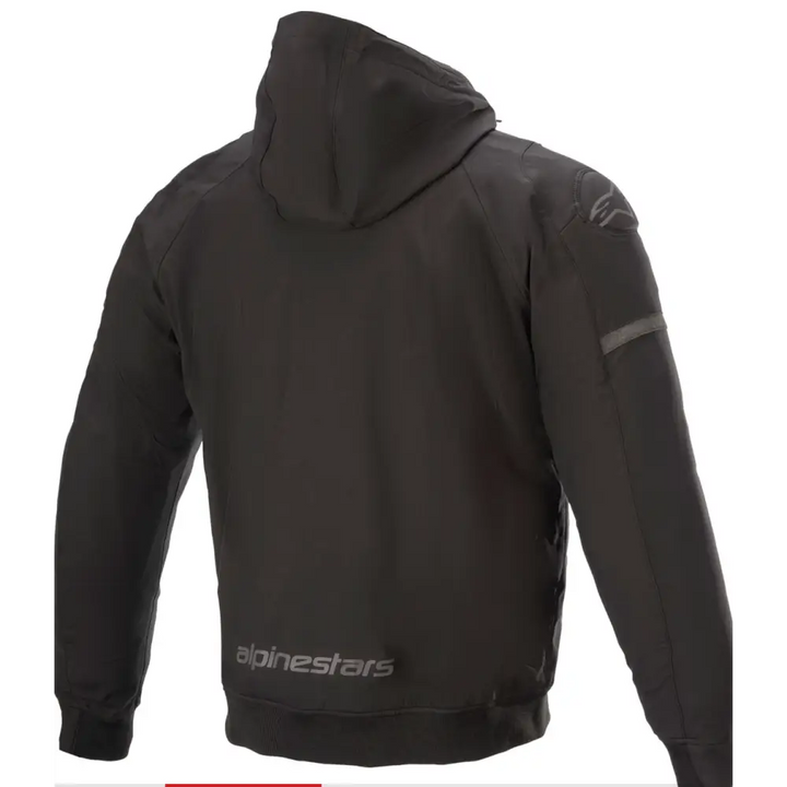 Svart Alpinestars Sector V2 Tech-hettegenser med sølvlogo og glidelåsdetaljer for urbane motorsyklister