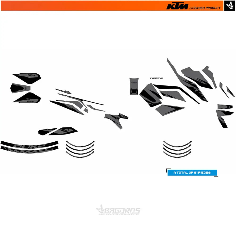 KTM motorcycle decal set for Bagoros Performance INFERNO kit DUKE 790/890/890 R