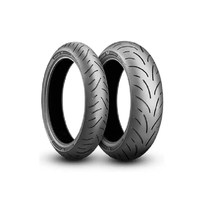 Svarte Bridgestone Battlax Sport Touring T33-dekk med ytelsesmønster (120/70-17 + 180/55-17)