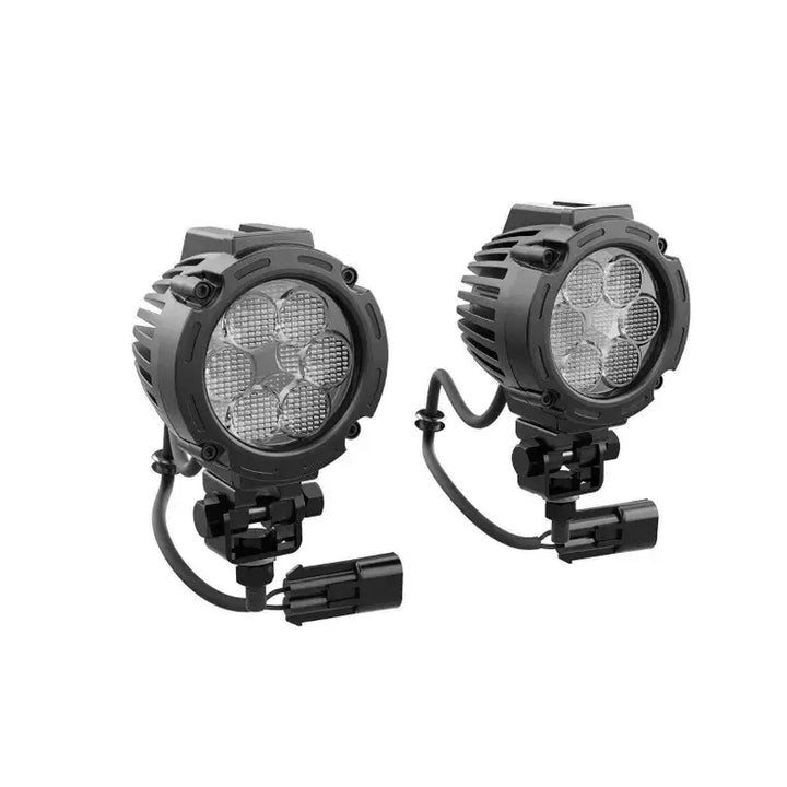 Svarte LED motorsykkelspotlys med justerbare fester og ledninger, 3,5’’ (2x14W)