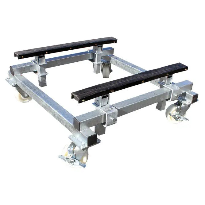 Metal dolly BÅTTRALLE 1500KG with rubber-padded support rails and swivel casters