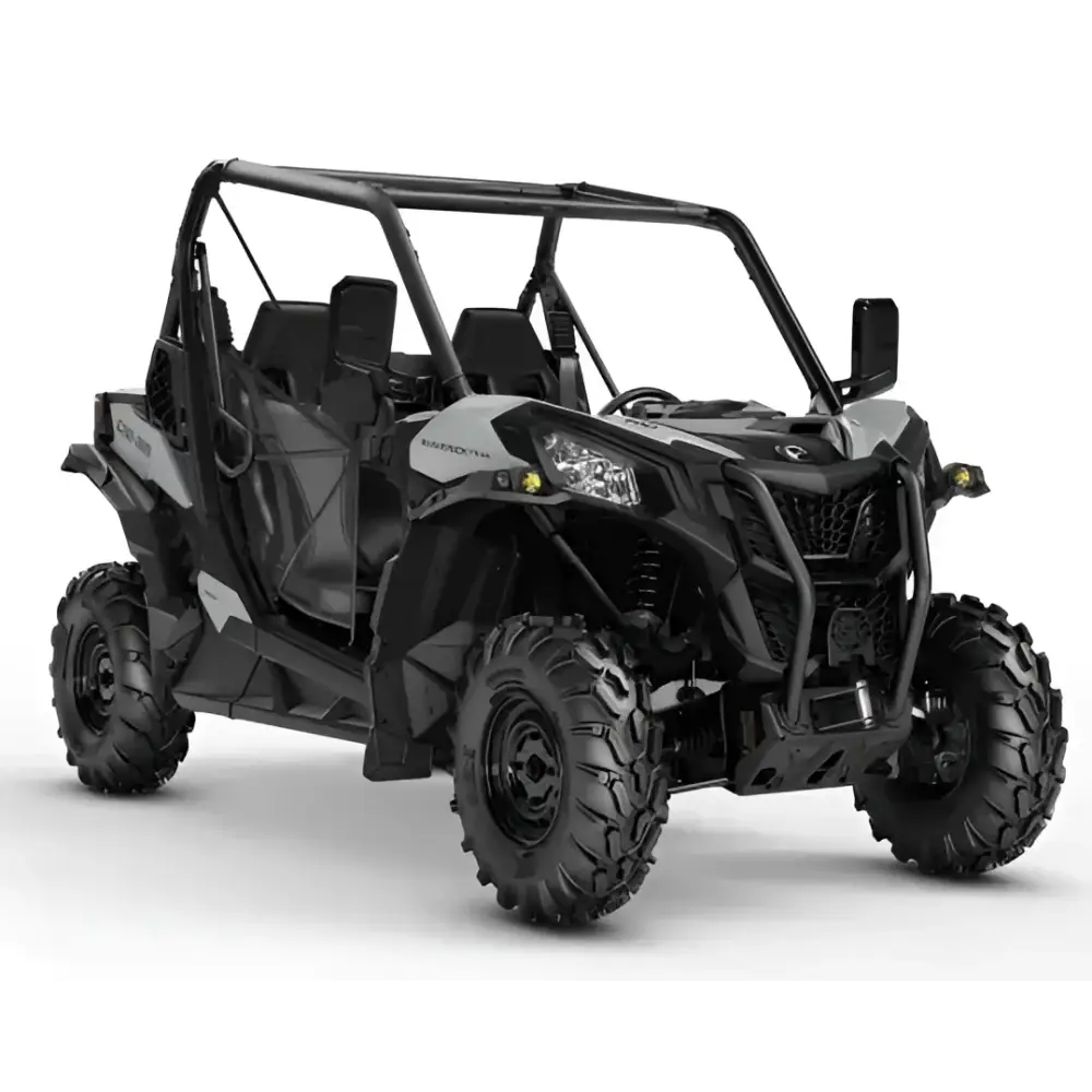 Svart og hvit Can-Am Commander 4 2019 side-by-side utility-kjøretøy