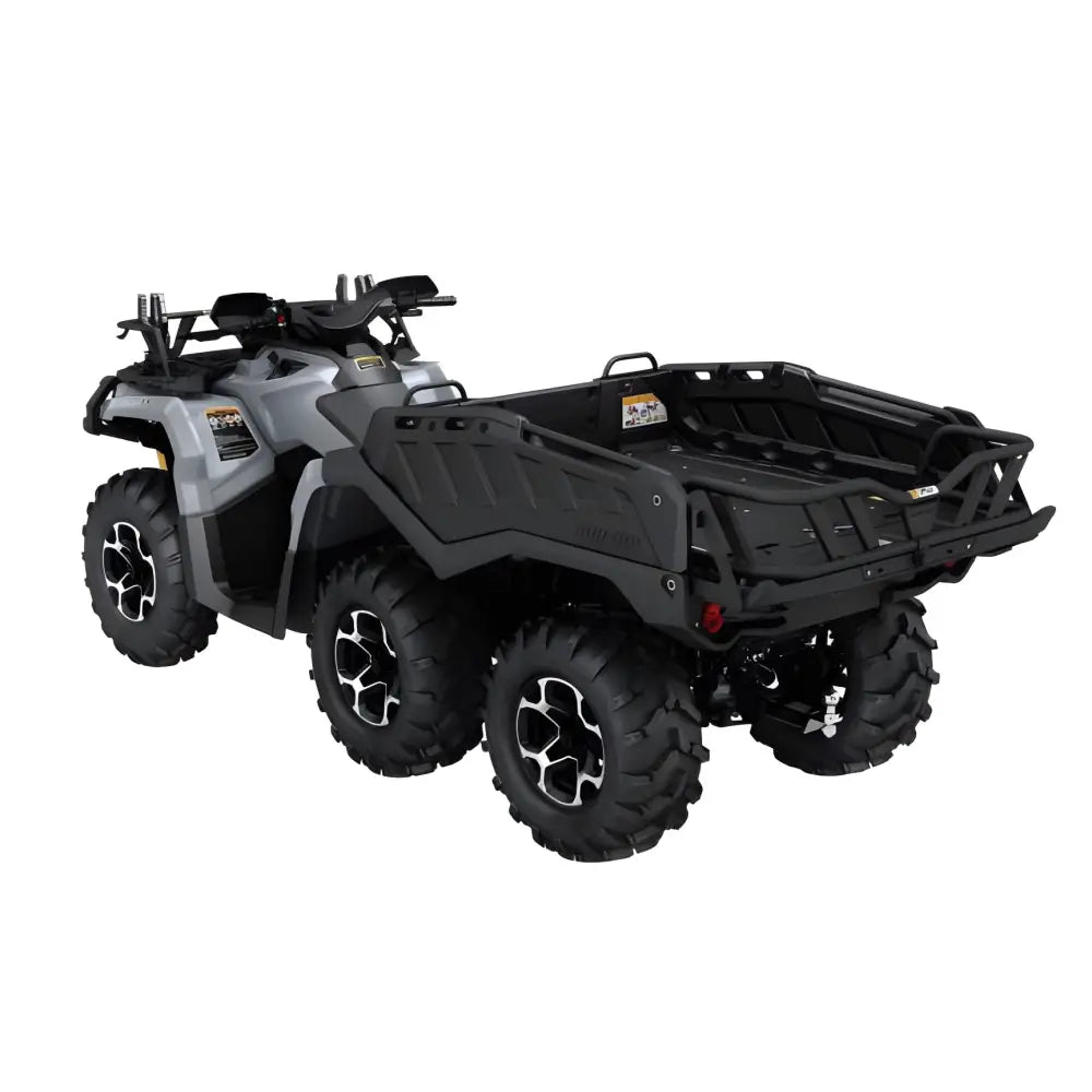 Seks-hjul ATV med lasteplan i svart/grå farge, FORLENGERKIT DELER CAN-AM OUTLANDER 6x6