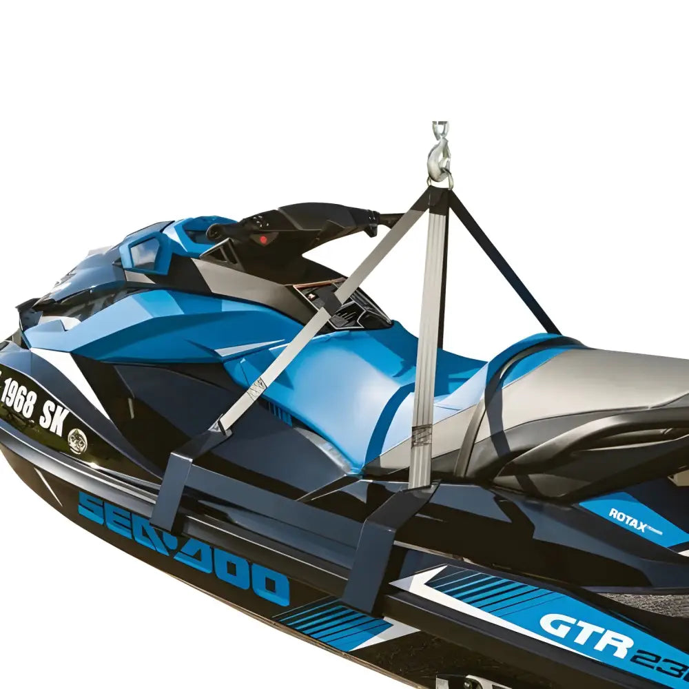 Blå og svart Sea-Doo GTR med støttepr stand i LIFTING KIT – LØFTEÅK