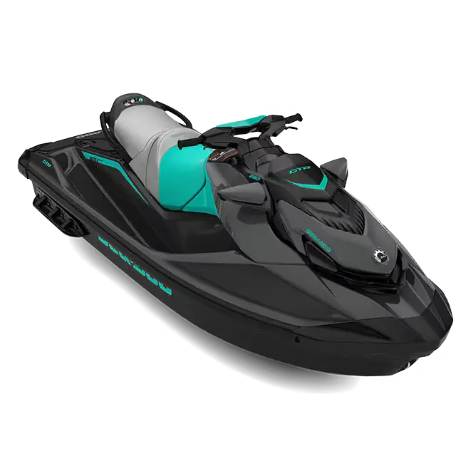 Svart og turkis Sea-Doo GTR 230 (MY26) med hydrofoil-design