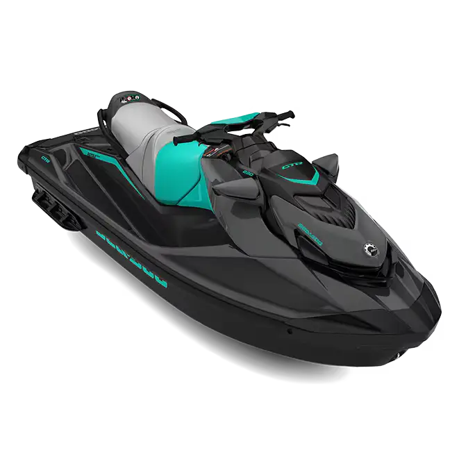 Svart og turkis Sea-Doo Spark 3up jetski med hydrofoil-design