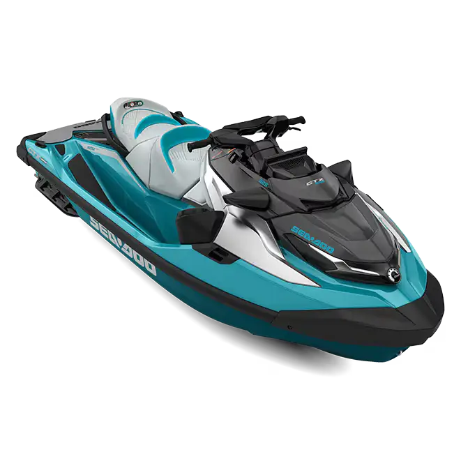 Teal og hvit Sea-Doo GTX 325 Limited (MY26) jet ski med svarte accenter