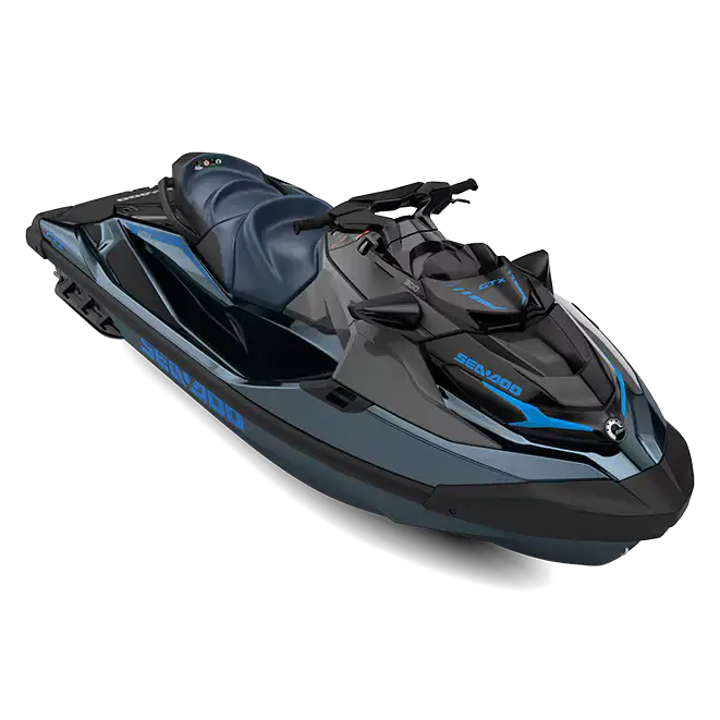 Sølvblå Sea-Doo GTX MY26 med slankt fiberglasskarosseri
