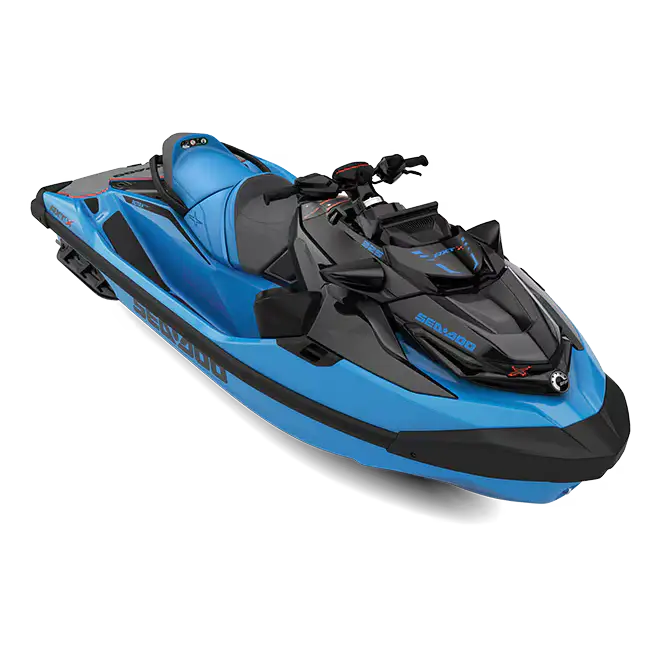 Sleek blå og svart Sea-Doo RXT-X 325 jet ski fra 2019
