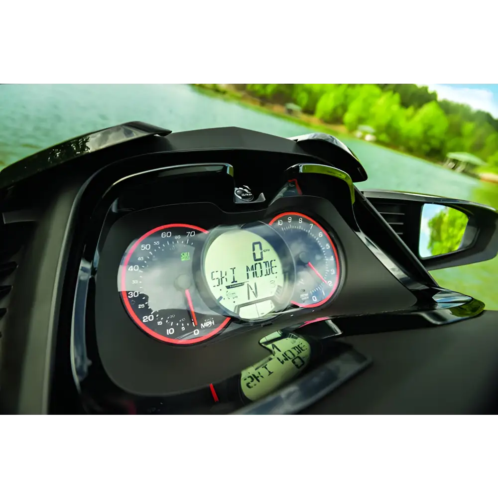 Motorcycles instrument cluster with circular gauges and digital display for Sea-Doo Vannskimodul