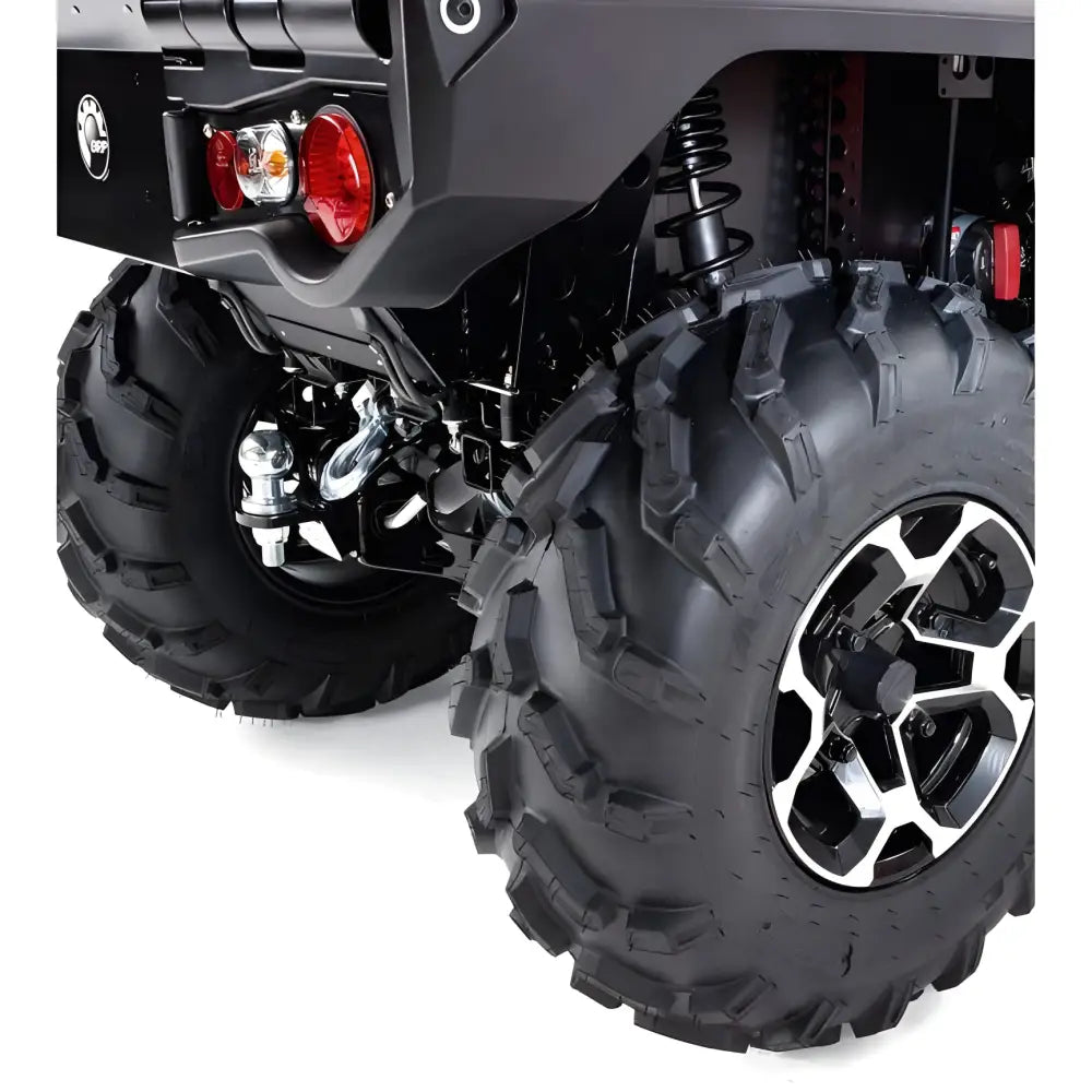 Rugged off-road ATV tire on black alloy wheel rim for WINSJ-KIT BAKMONTERT 6X6 G2