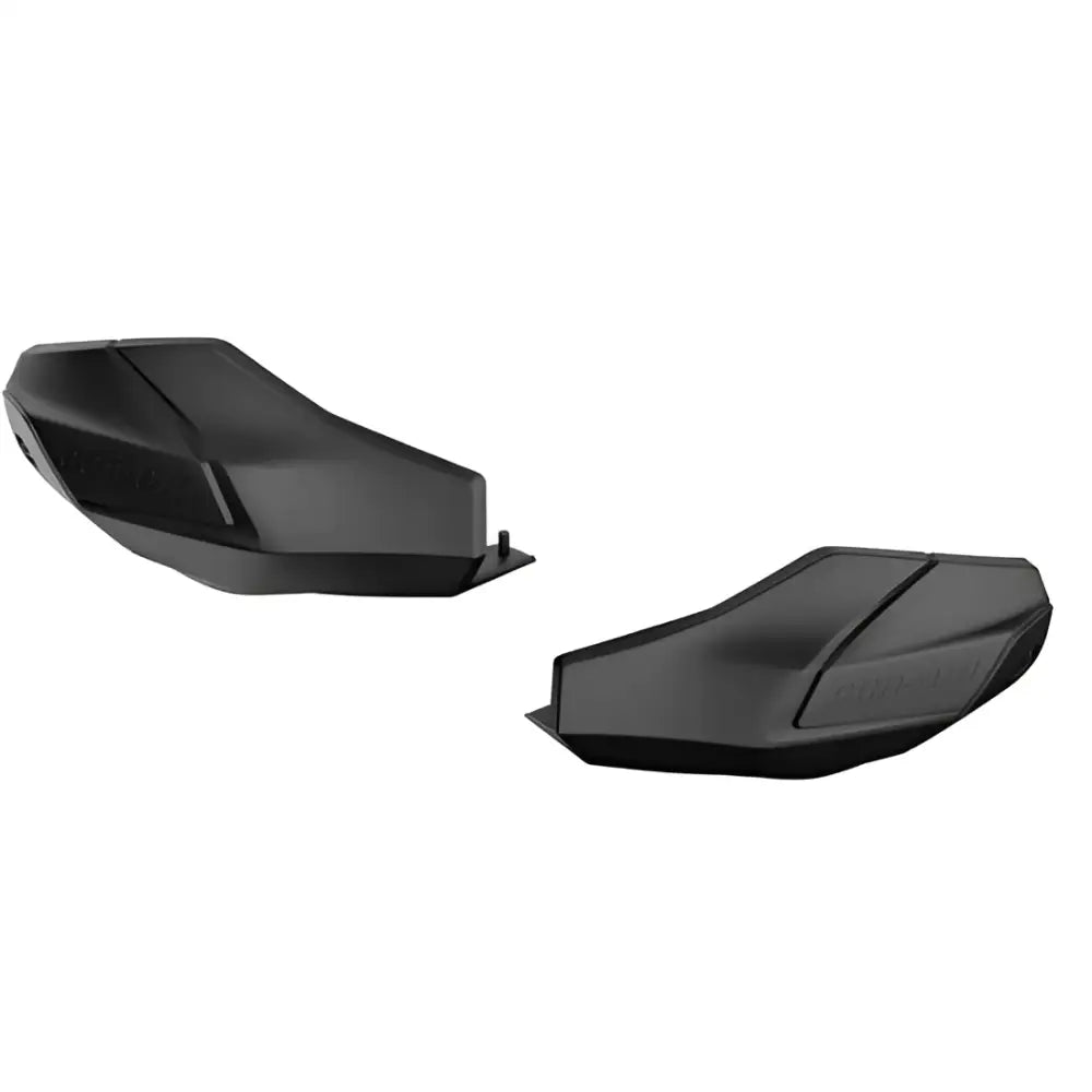 Svarte XT HANDGUARDS motorsykkelhansker med vinklet design og gummiert finish