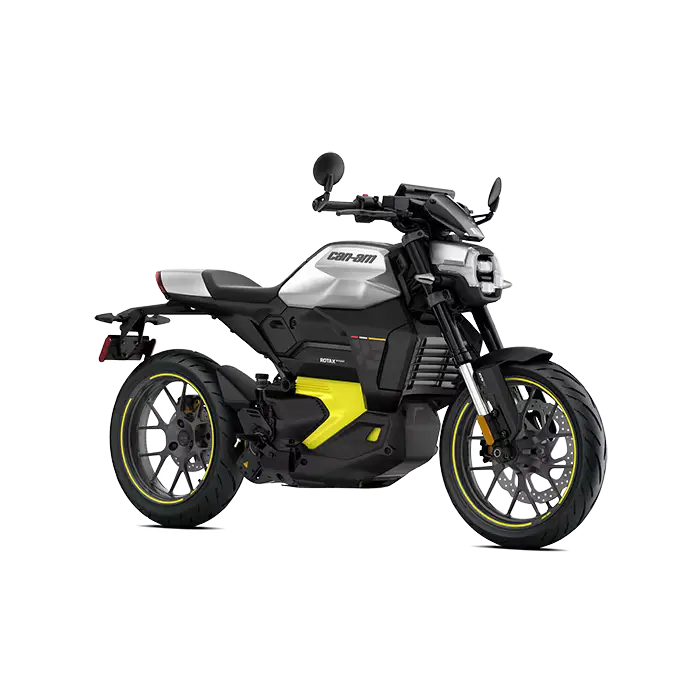 Can-Am PULSE El Motorcykel 2023 med zero SR/F elektrisk motor, svart og gule aksenter