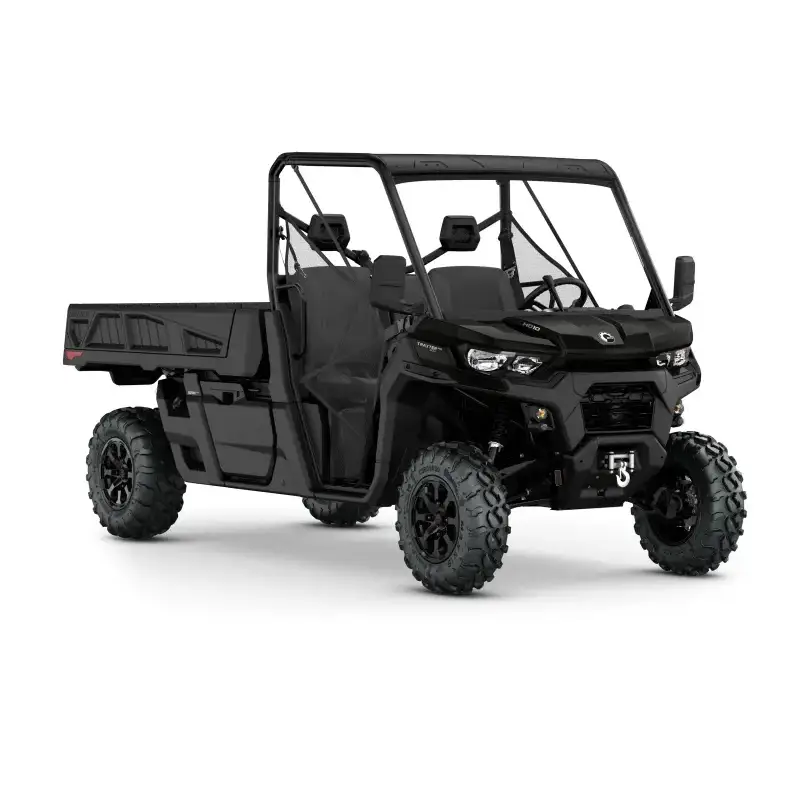 Svart 2019 Can-Am Defender MAX 850 utilitykjøretøy med kabin og lasteplan