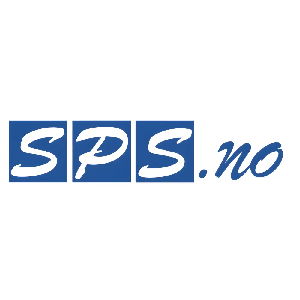 Logo SPS.no i hvite bokstaver på blå firkanter for Denali D4 kompakte lykter