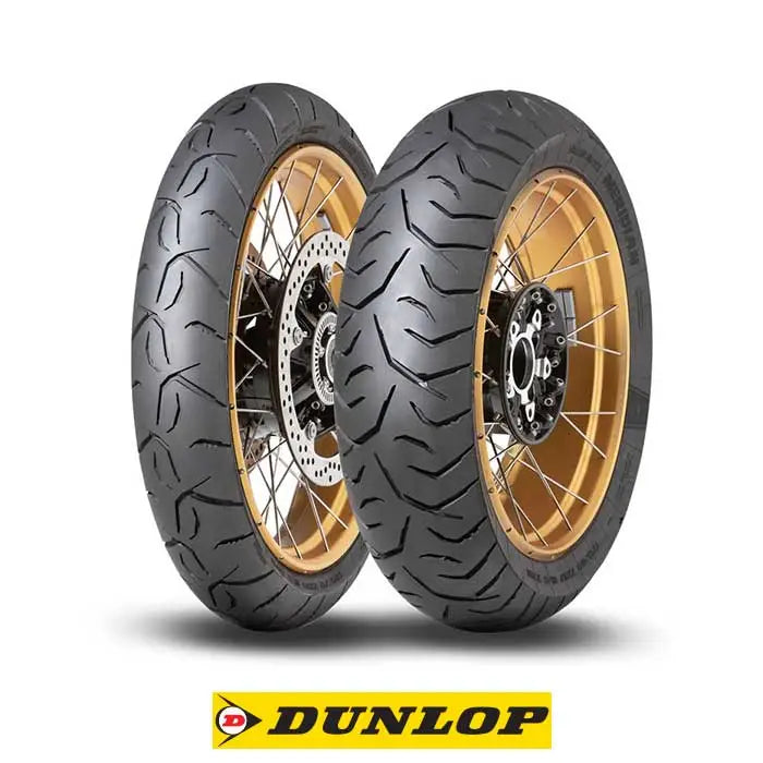 Svarte Dunlop-dekk på gullfelger for TRX Meridian, egnet for vått føre