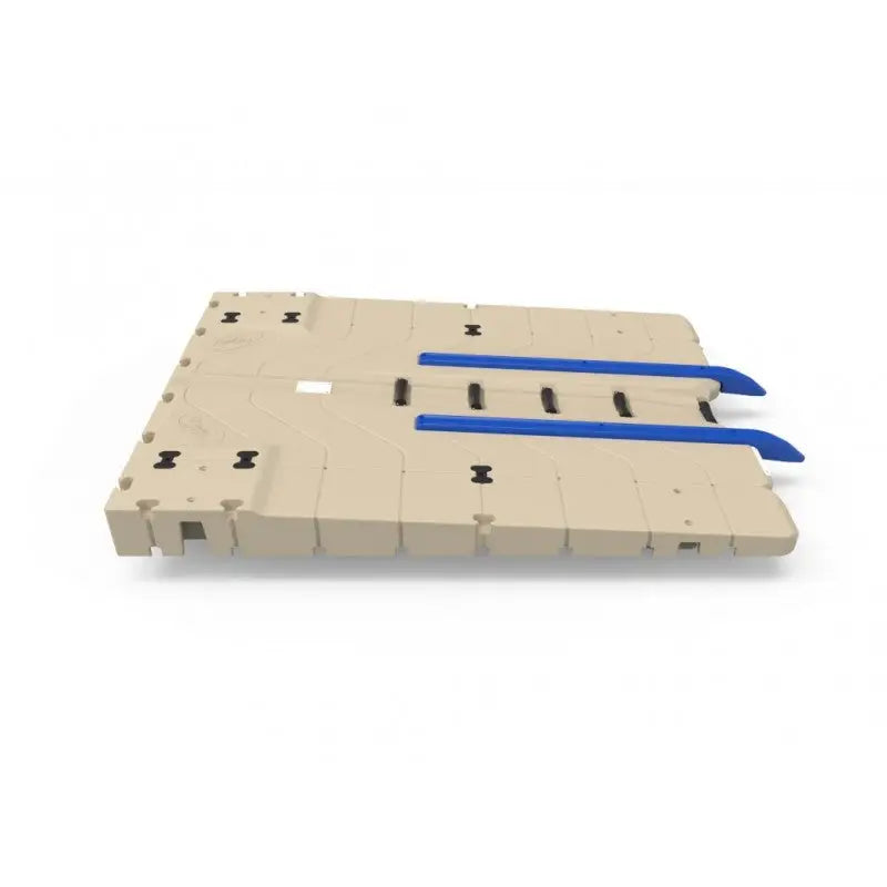 Beige fiber optic splice tray with blue cable guides for BÅTLIFT 17 FOT MED EKSTRA BREDDE