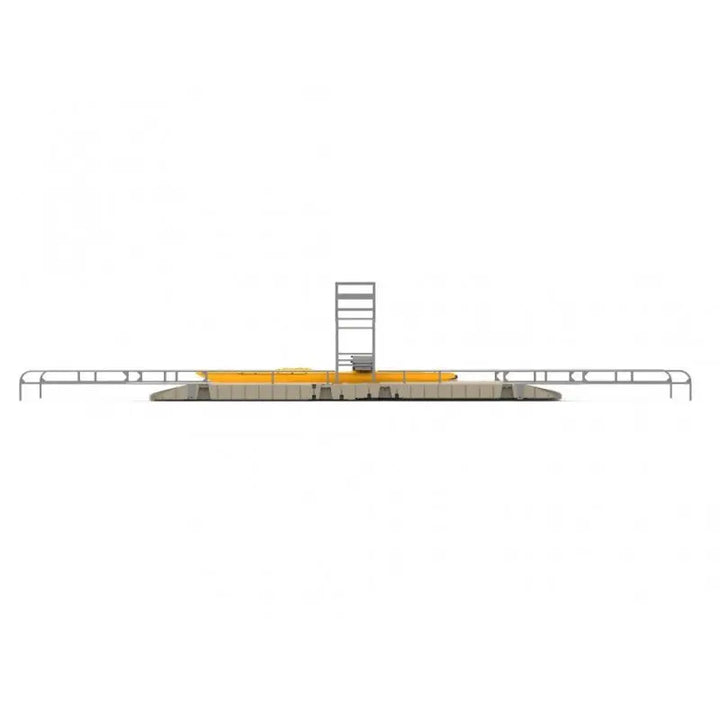 Subway platform with yellow safety edges and vertical access ladder for EZ Launch