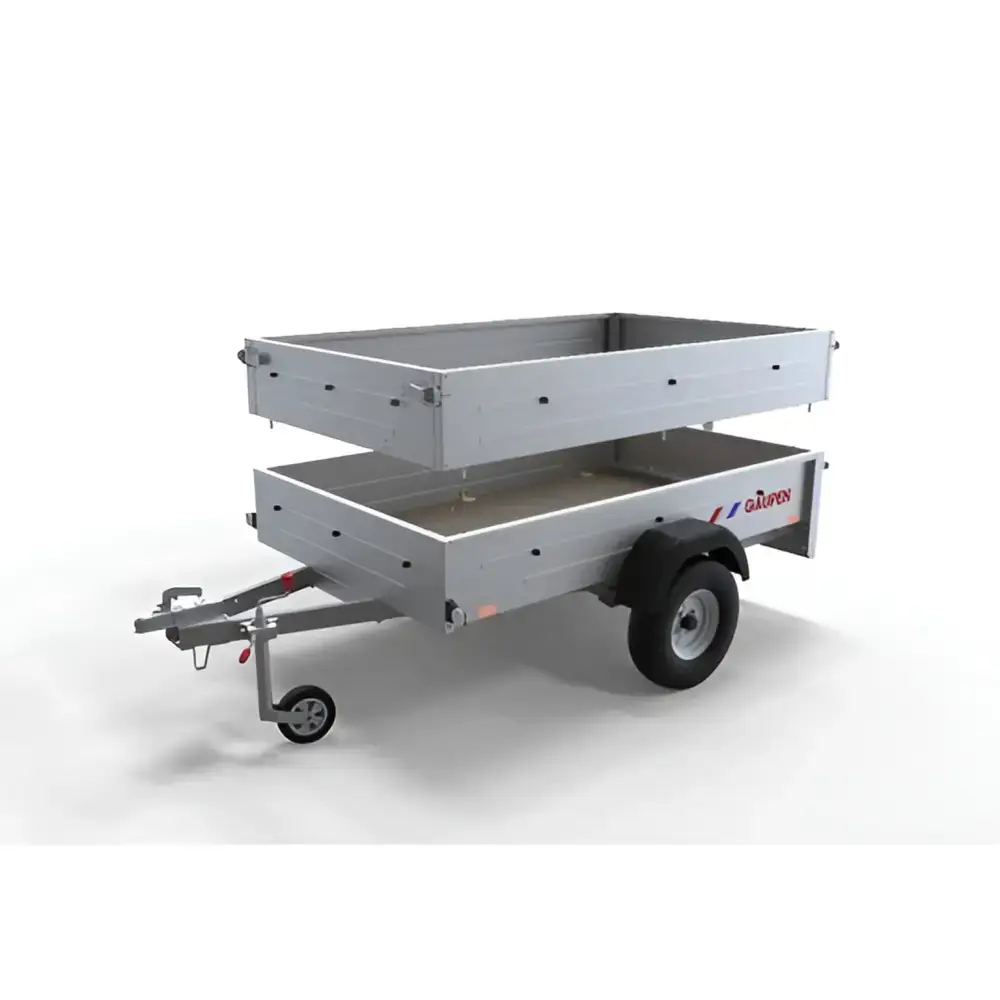 Single-axle utility trailer with removable upper section for lagring and lasting