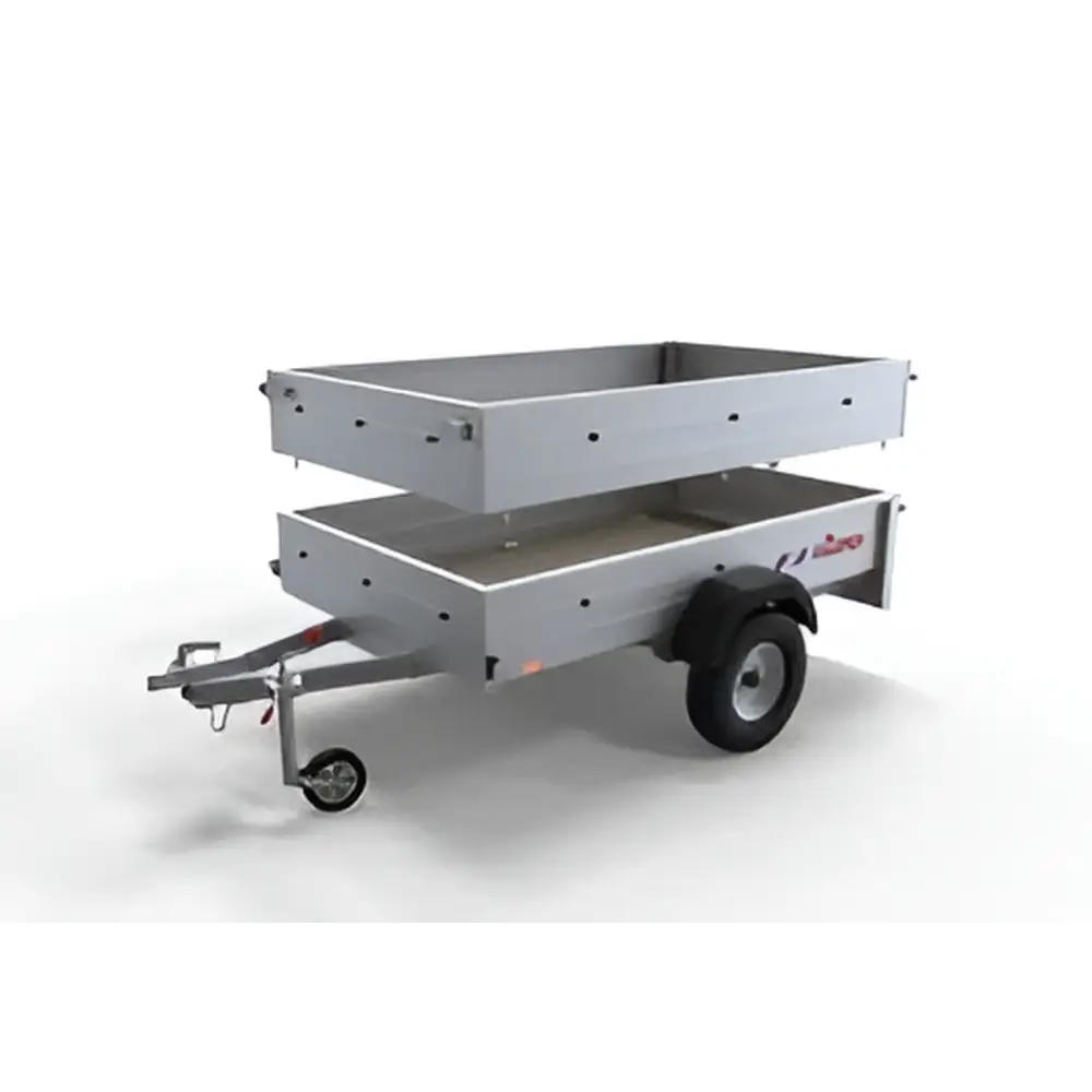 Single-axle utility trailer with removable upper section for Gaupen henger tilhengere