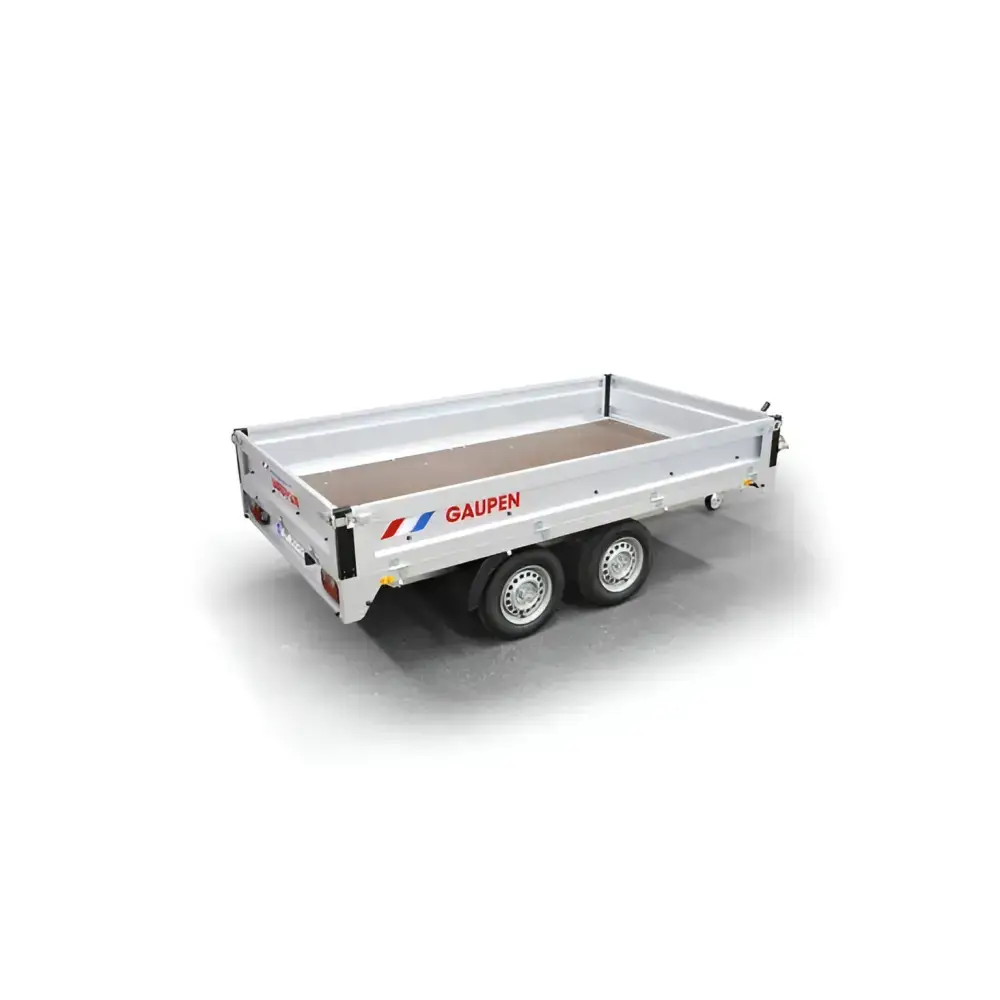 Flatbed utility trailer Gaupen Yrkeshenger med brems og hvite sidepaneler