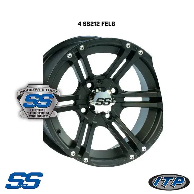 Svart SS212 felg med multi-spoke design og SS-logo for Can-Am 4x4 hjulpakke