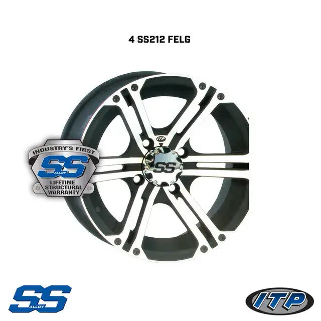 Svart og krom tofarget Wanda VS3020 Storm-felg med fem eiker og ITP-logo