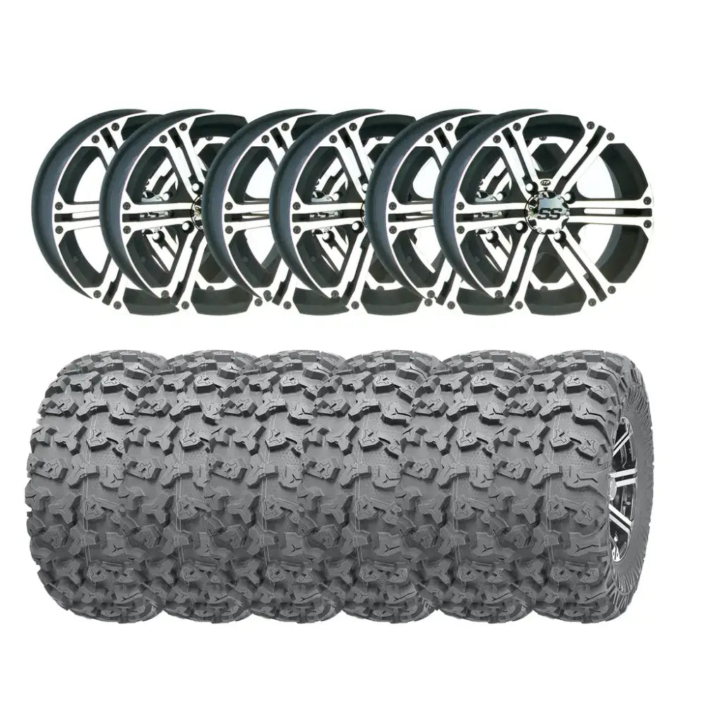 Svarte og krom 55-tommers felger med Wanda P3036-dekk for Can-Am 6x6, ferdig montert