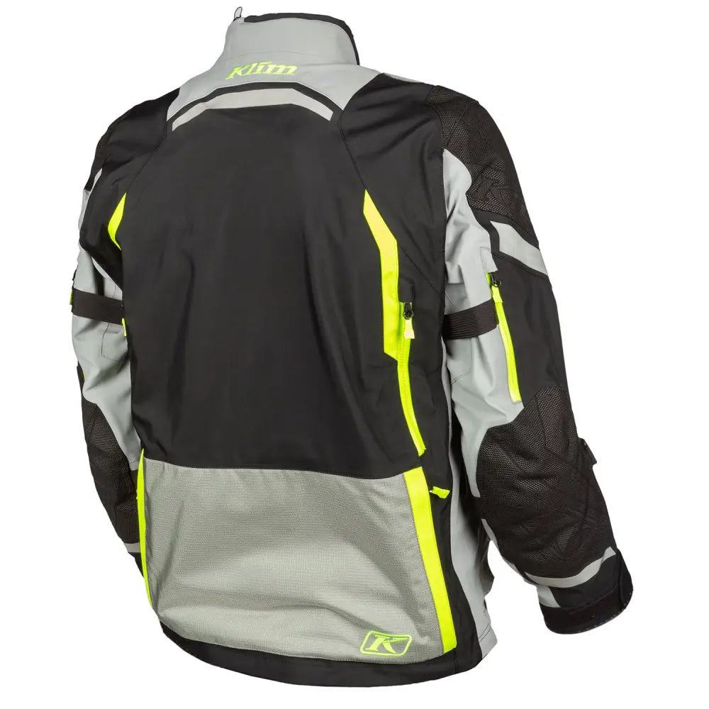 Motorcycle jacket in black, gray, and neon yellow for Eventyrlystne Motorsyklister, Klim Badlands Pro