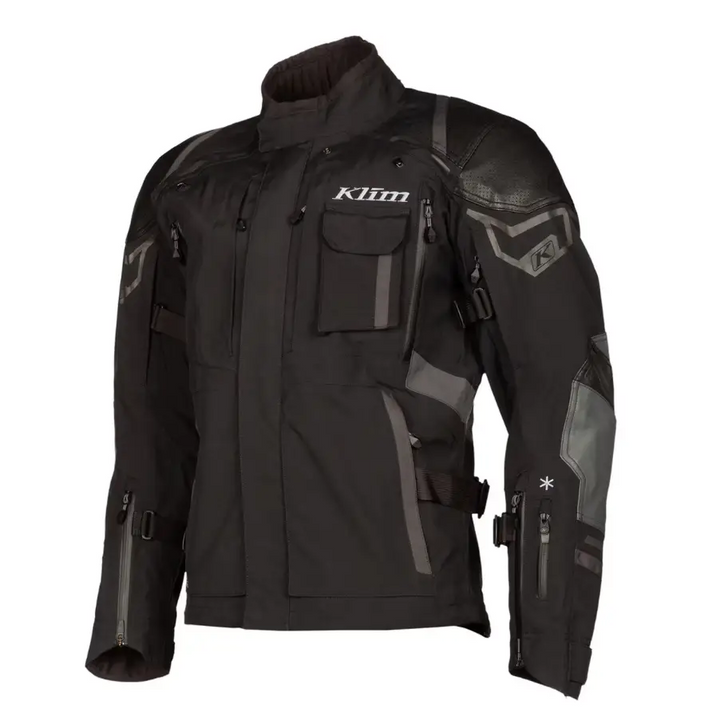 Black motorcycle jacket with gray accents and pockets from Legendariske Kodiak-jakken