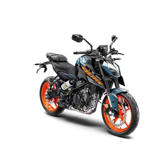 KTM 125 Duke 2025 blå motorsykkel, inspirert av 2019 390 Duke