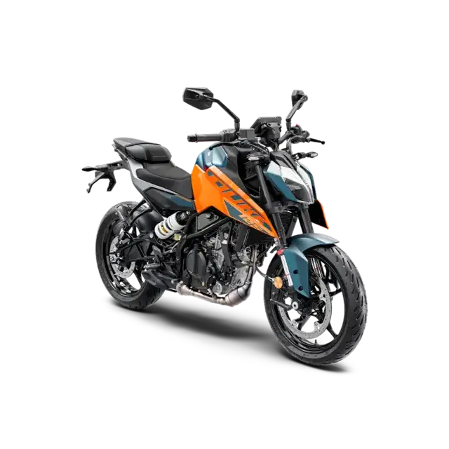 KTM 125 Duke 2025 motorsykkel, lignende 2019 390 Duke-modell