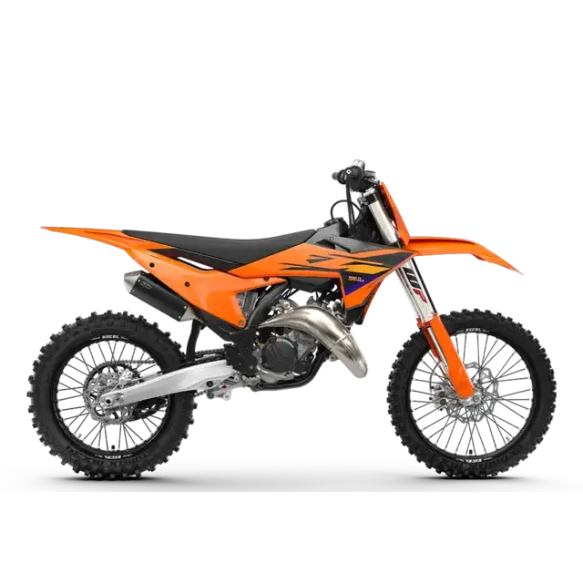 KTM 125 SX 2026 orange enduro-motorsykkel med svarte accenter og sølv eksos