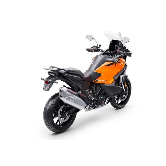 KTM 1390 Super Adventure S 2026 i oransje og svart, robust design