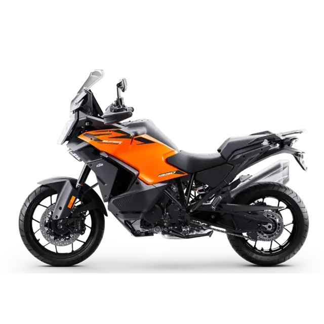 KTM 1390 Super Adventure S 2026 orange og svart motorsykkel med robust design