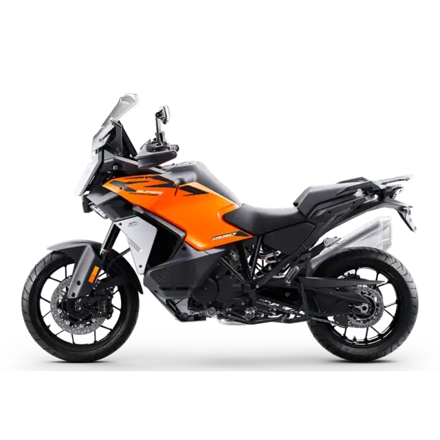 KTM 1390 Super Adventure S EVO 2026 orange og svart adventure-motorcykel