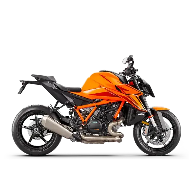 2025 KTM 1390 Super Duke R orange og svart motorsykkel
