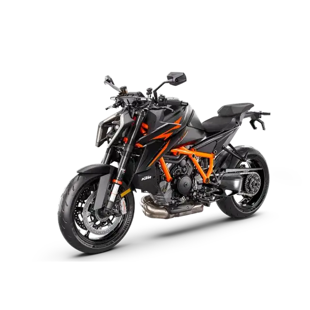 KTM 1390 Super Duke R 2025 svart motorsykkel med 2019 KTM 790 Duke