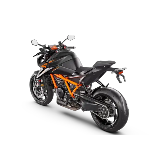 KTM 1390 Super Duke R 2025 svart motorsykkel med 2019 KTM 790 Duke