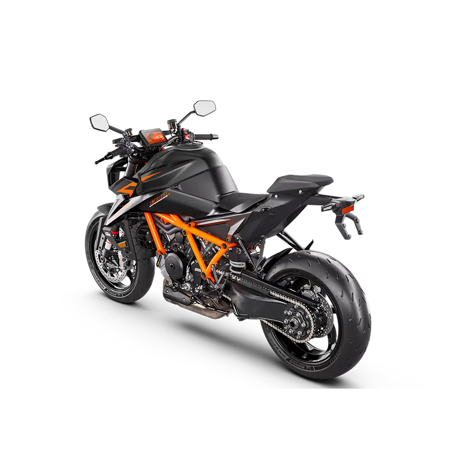 KTM 1390 SUPER DUKE R EVO 2025 svart og oransje motorsykkel med kantete design