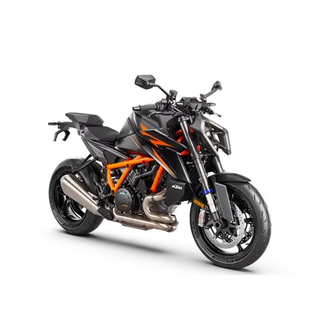 KTM 1390 Super Duke R EVO 2025 svart motorsykkel med 2019 790 Duke