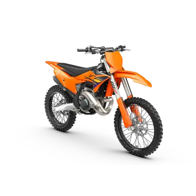 KTM 250 SX 2026 oransje enduro-motorsykkel med svarte detaljer og sølv eksos