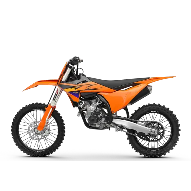 KTM 250 SX-F 2026 med oransje jordhoppmotorsykkel og svarte detaljer