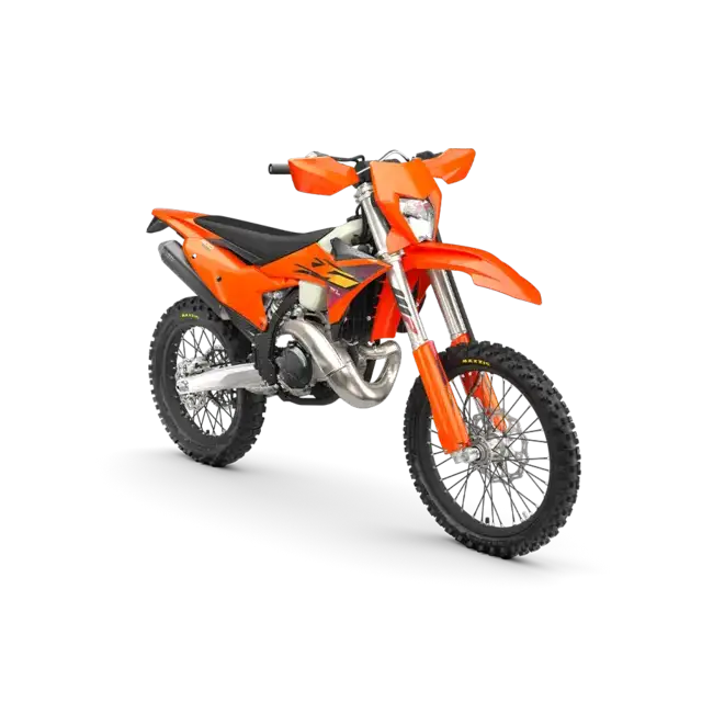 KTM 300 EXC 2026 orange enduro motorsykkel med svarte detaljer og KTM-logo