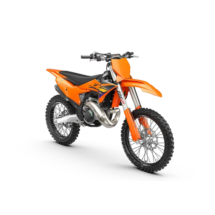 KTM 300 SX 2026 oransje enduro-motorsykkel med svarte hjul og sølv eksos