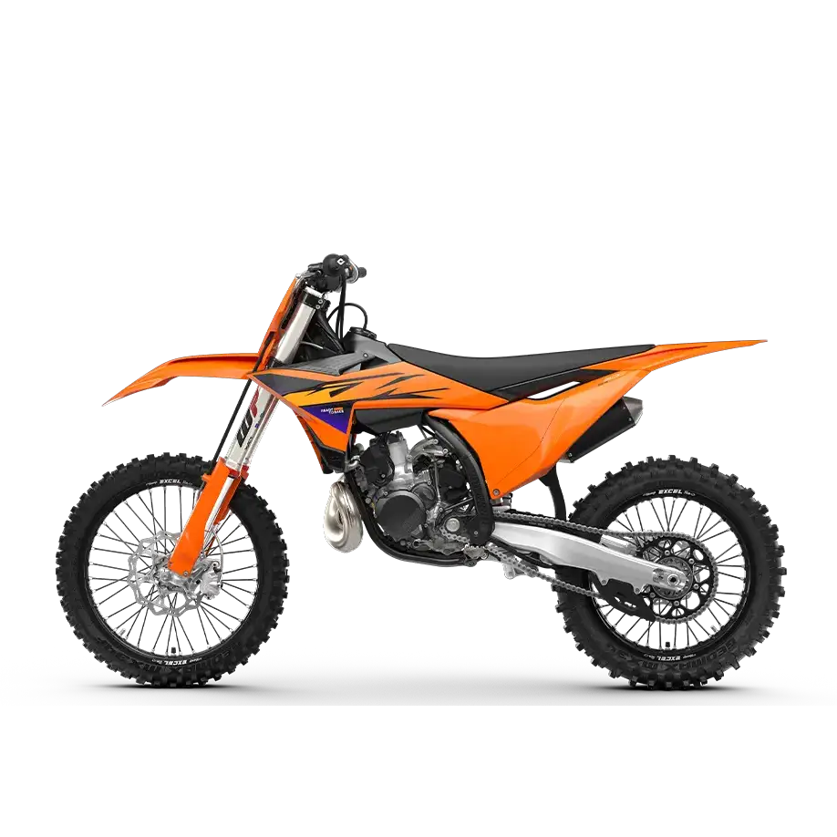 KTM 300 SX 2026 med oransje enduro-motorsykkel og sorte detaljer