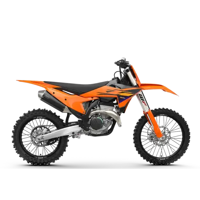 KTM 350 SX-F 2026 orange dirt bike med svart aksenter og KTM-logo